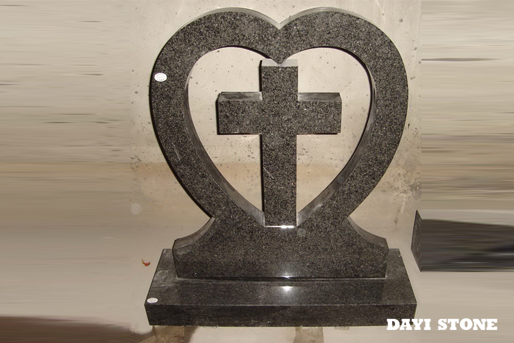 Upright Headstones Blue Pearl Granite Stone With Heart & Cross - Dayi Stone